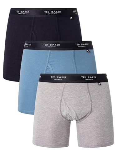 Ted Baker Herren Boxer Brief Boxershorts, schwarz/weiß/grau, (3er Pack) im Sale